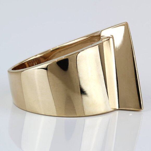 14K Yellow Gold Diamond Statement Ring Modernist Cocktail Anniversary Bold Gift - Picture 3 of 8